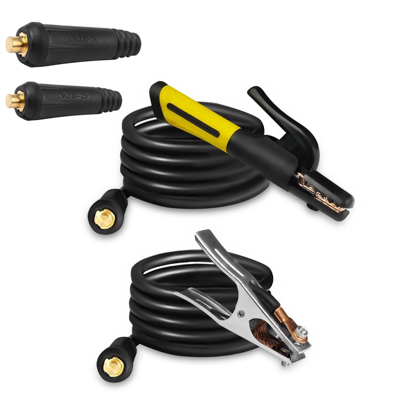 Welding Electrode Holder Lead ARC Welding Ground Clamp and Welding Cable Dinse 10-25 Connector Plug Stick Electrode Holder Stinger Copper Jaw Holding Plier for 90A-600A Welder Machine