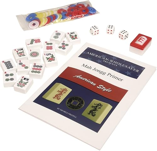 Miniatura 6 de American Mah Jongg Set Black Quilted Soft Bag - 166 White Engraved Tiles, 4 All-in-One Rack/Pushers