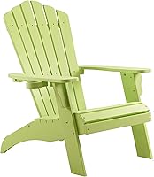 Vista 10 de Psilvam Silla Adirondack de gran tamaño, resistente a la decoloración y sin olor, sillas de madera de polietileno para hoguera con soporte