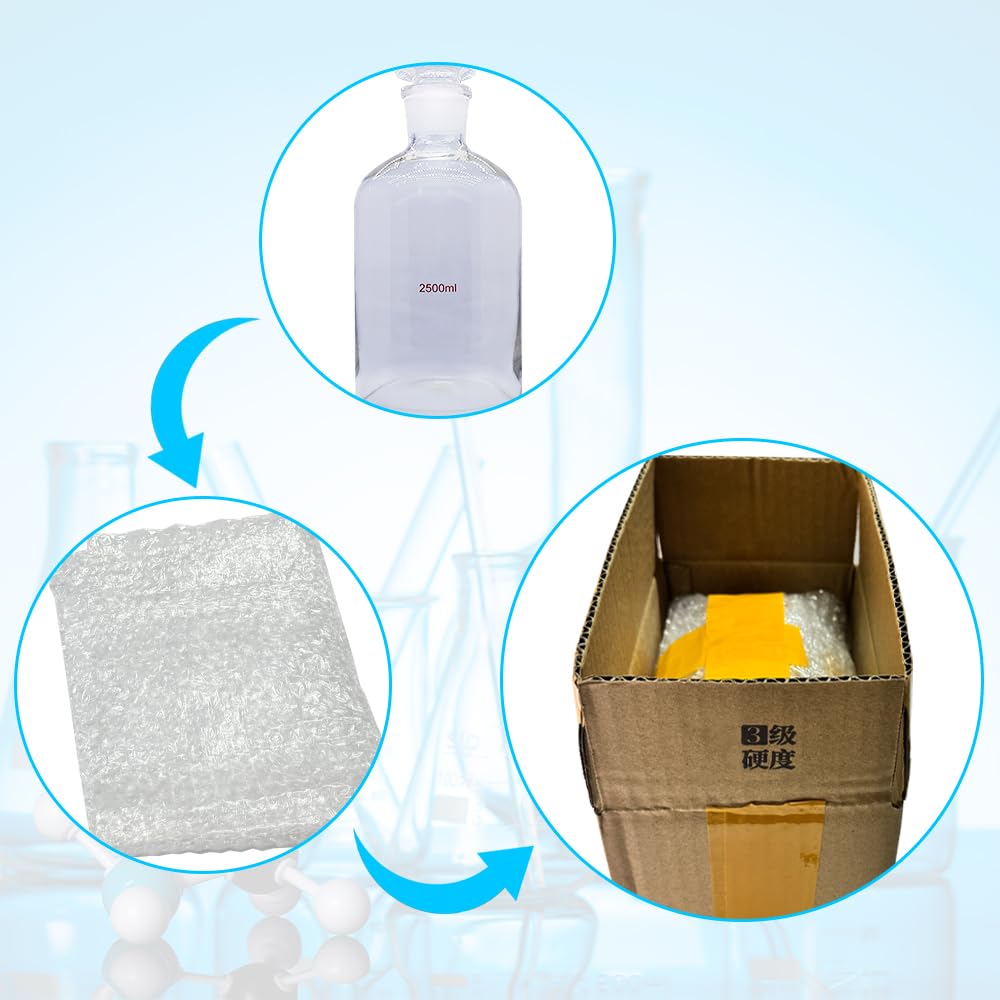 1 x Flasche aus Borosilikatglas, schmale Öffnung, Laborflasche, transparent, große Öffnung, Reagenzflasche (2500 ml)