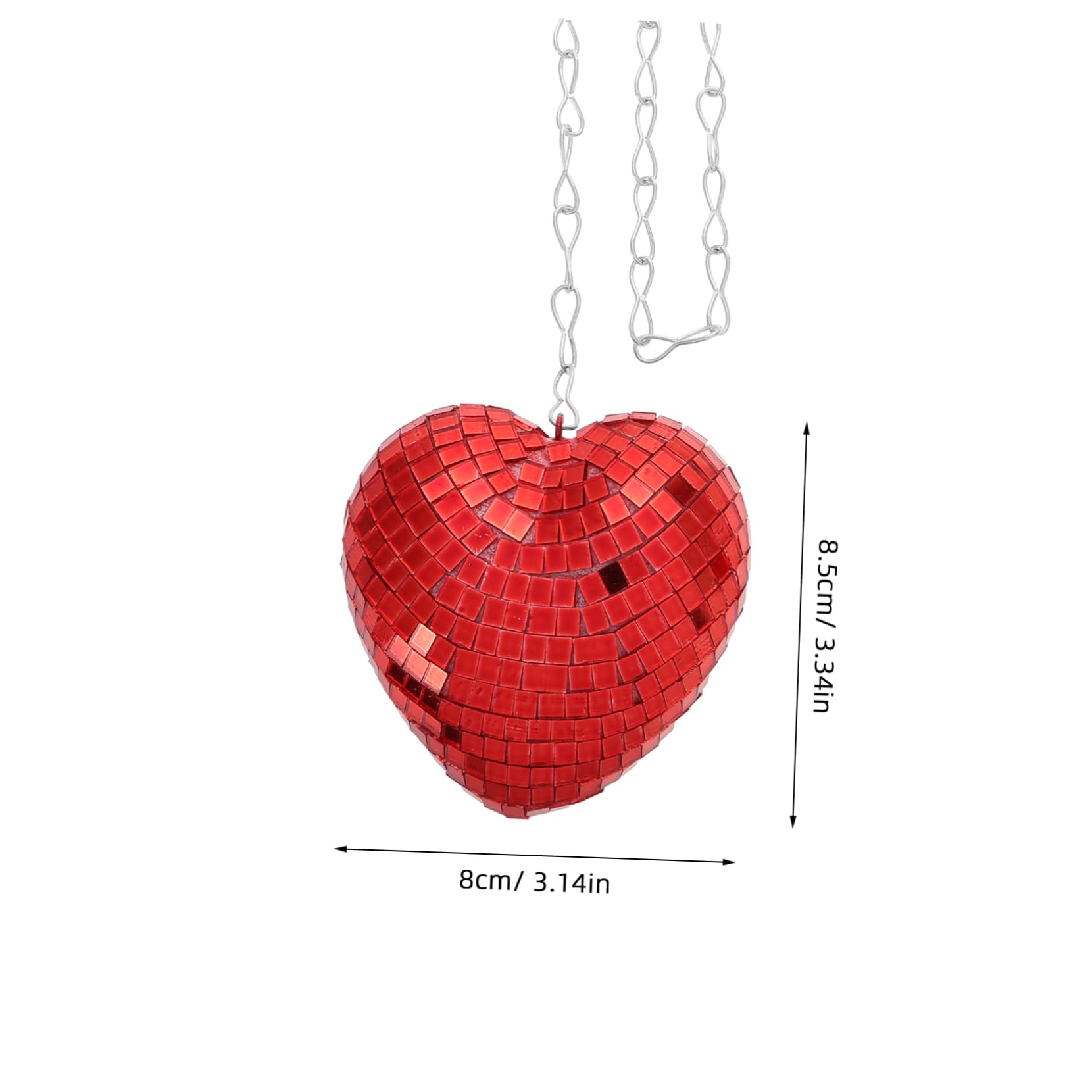 OHPHCALL 2pcs Heart Shaped Disco Ball with Chain Reflective Mirror Balls for Party Wedding Birthday Decoration Effects Versatile Hanging Decor Red