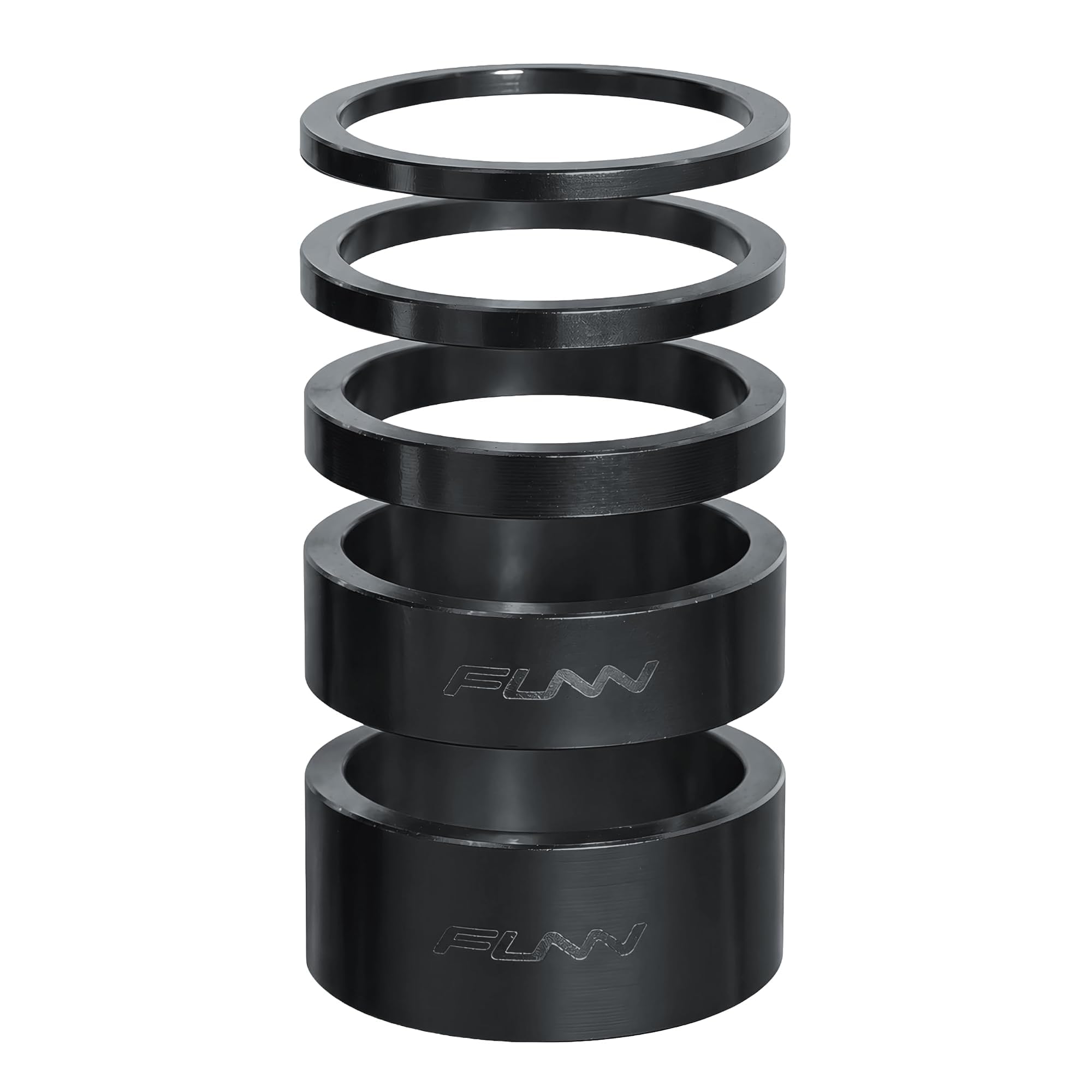 Funn Descend Bicycle Headset Spacer Set, 5-Piece Multi-Size Kit, Black