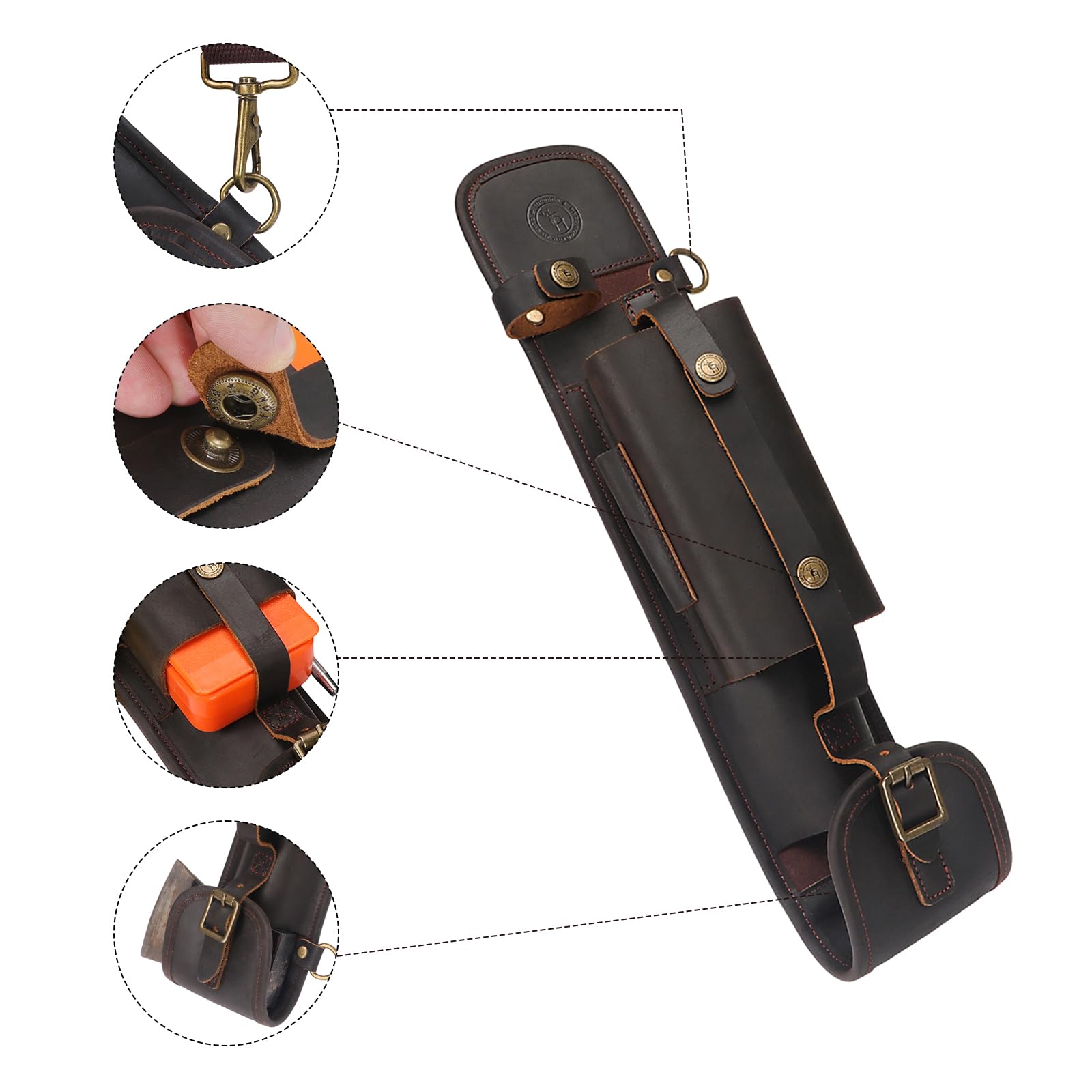 Axt-Holster aus echtem Leder, mit verstellbarem Tragegurt, für Outdoor-Camping