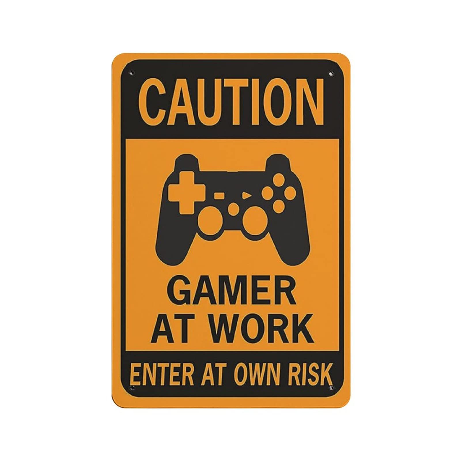 Metal Tin Sign Gamer at Work Vintage Tin Poster Metal Sign Wall Decoration Country Kitchen Home Garage Decor 12"x8"
