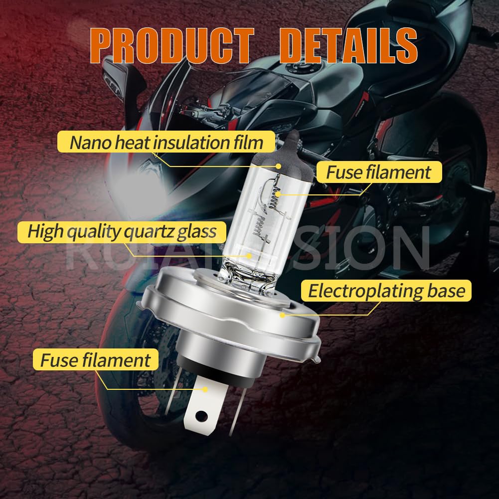 Ruiandsion P45T Motorcycle Headlight R2 CSP Hi/Lo Beam 12V-24V 100W 6000K White/Yellow