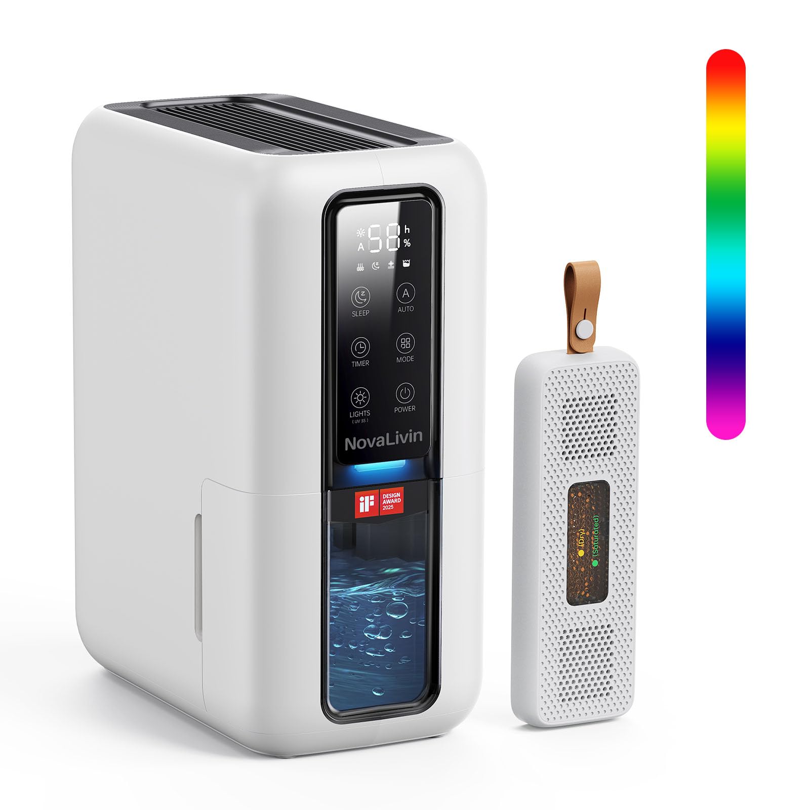 Dehumidifier for Bedroom, 2000ml Dehumidifier for home with Humidity Box, Auto shut off & ...