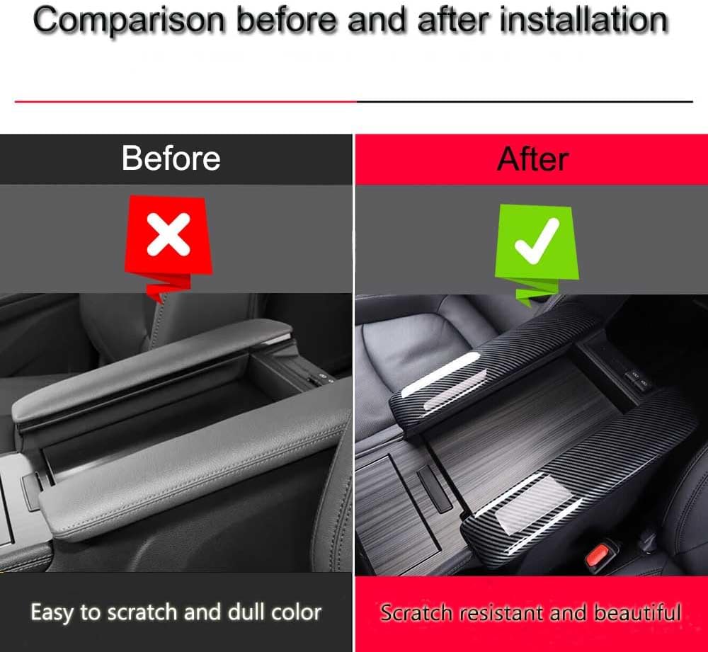 XITER Center Console Trim Cover Compatible with Toyota Sienna 2021-2025,2026 Center Armrest Box Decor Cover,Carbon Fiber Black (2Pcs)
