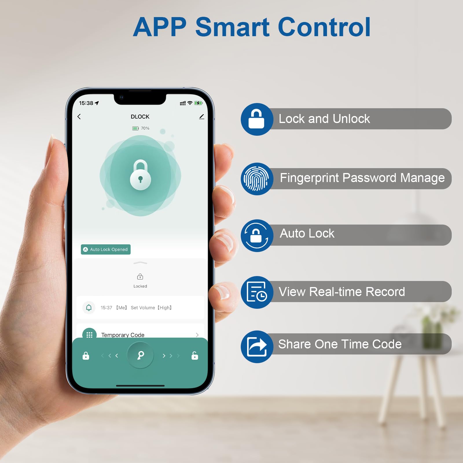 Serratura per porta d'ingresso senza chiave con set di maniglie, tastiera elettronica Deadbolt Smart Set di serratura per porta anteriore con 2 manopole, controllo APP, impronte digitali,