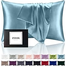 INSSL Silk Pillowcase for Women, Mulberry Silk Pillowcase for Hair and Skin and Stay Comfortable and Breathable During Sleep Silk Pillow Cases (Blue Gray,Standard)