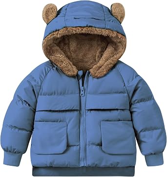TUONROAD Baby Girls Coats Toddlers Puffer Jacket Bear Hooded Coats 6M-5Y