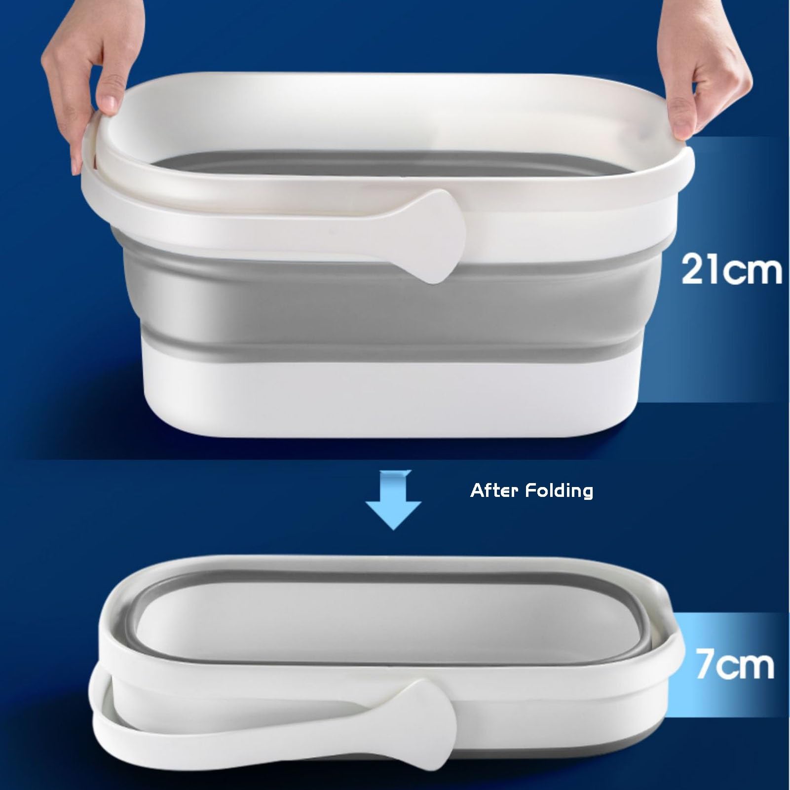 Secchio pieghevole da 12 litri con ruote per pulizia, campeggio e camper, secchio versatile in plastica portatile per una facile conservazione e trasporto
