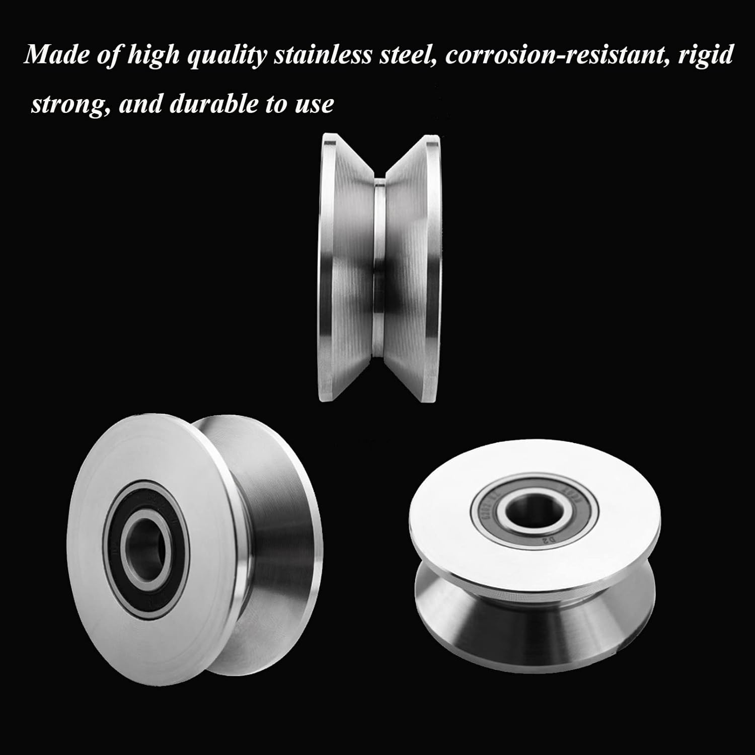 3in V Groove Wheel Stainless Steel Rolling Gate Wheels Slide Gate Wheel Heavy Duty Pulley V Track Roller with Double Bearings Rigid Caster Sliding Door Rollers Replacement