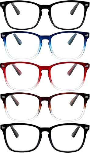 Miniatura 8 de VIDEBLA Paquete de 5 lentes de lectura con bloqueo de luz azul, bisagra de resorte para mujeres y hombres, lentes Nerd con filtro de rayos UV