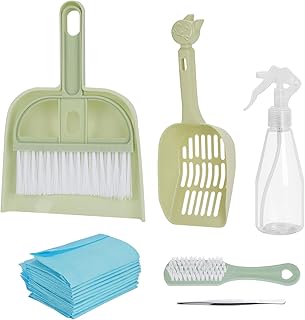 Sexyhot Haustier Kehrschaufel Set, Käfigreiniger, Mini Deluxe-Reinigungs Set für Kaninchen/Meerschweinchen/Hamster/klo Haustiere Kunststoff-Reinigungsbürsten-Set(Grün) product image