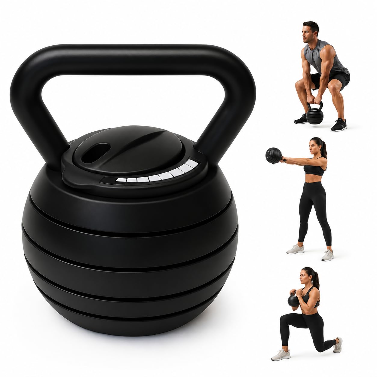Adjustable Kettlebell 9kg Weight Set Multi Weight Kettlebell for Strength Training, Full Body Workout Equipment with Adjustable Plates, Home Gym Fitness Exercise Equipment (9KG)