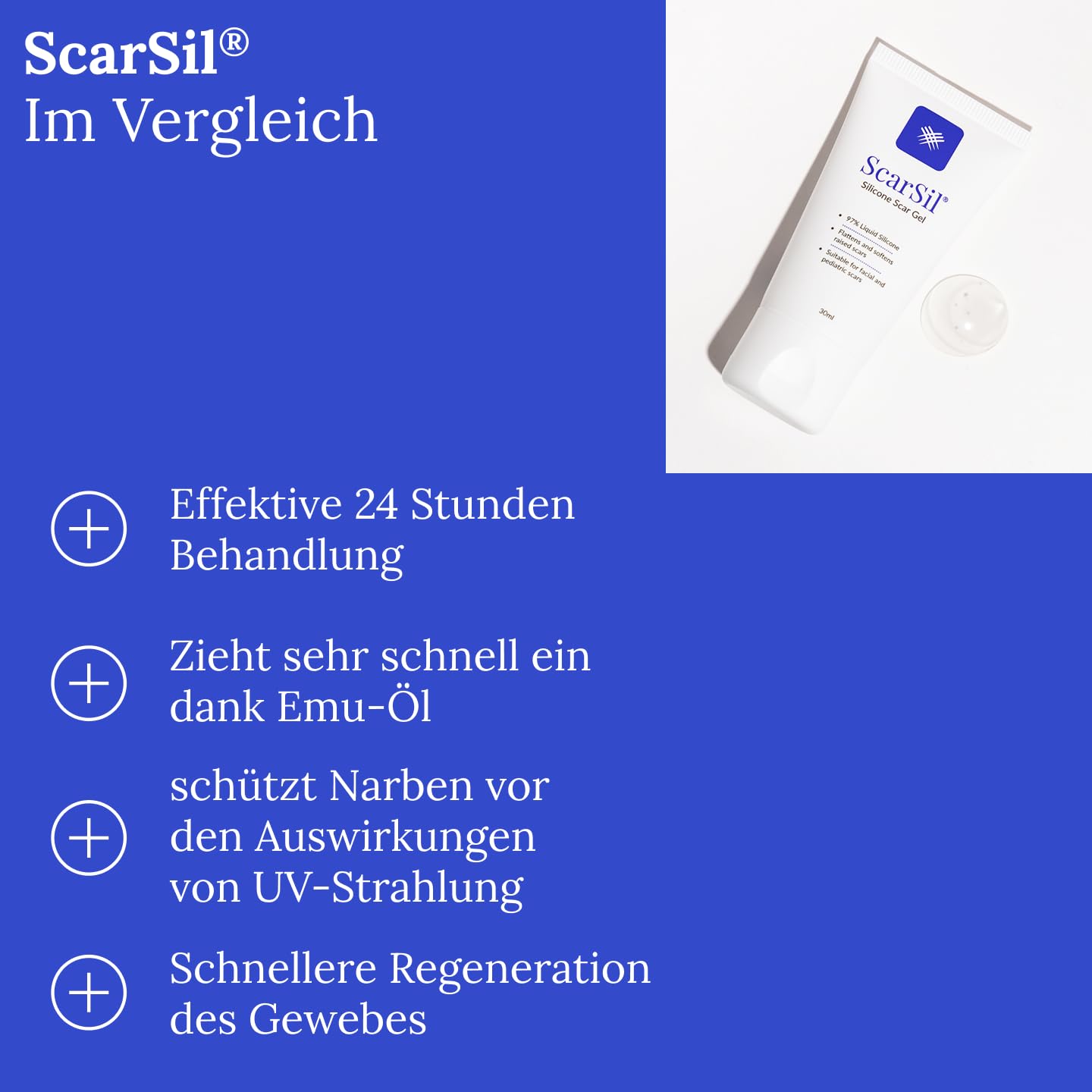 ScarSil flüssiges Narbenpflaster | blassere, flachere & weichere Narben | Silikon Narbengel, Narbencreme, Narbenpflege | Narbensalbe nach OP | Scar Removal Cream | transparent & geruchlos | 30 ml