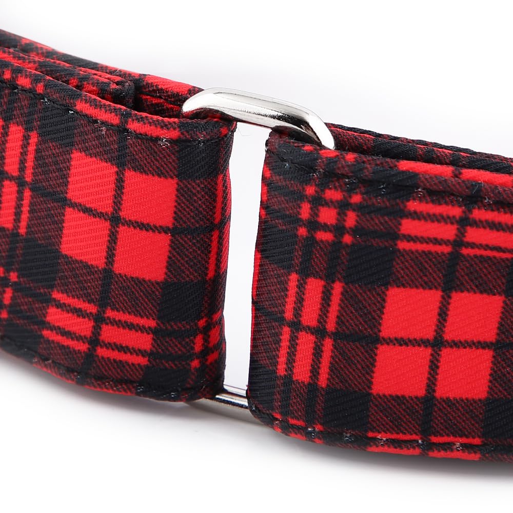 Snootiful Hound Padded Martingale Collar, Red Tartan Check, Ideal for Greyhounds Whippets - Image 4