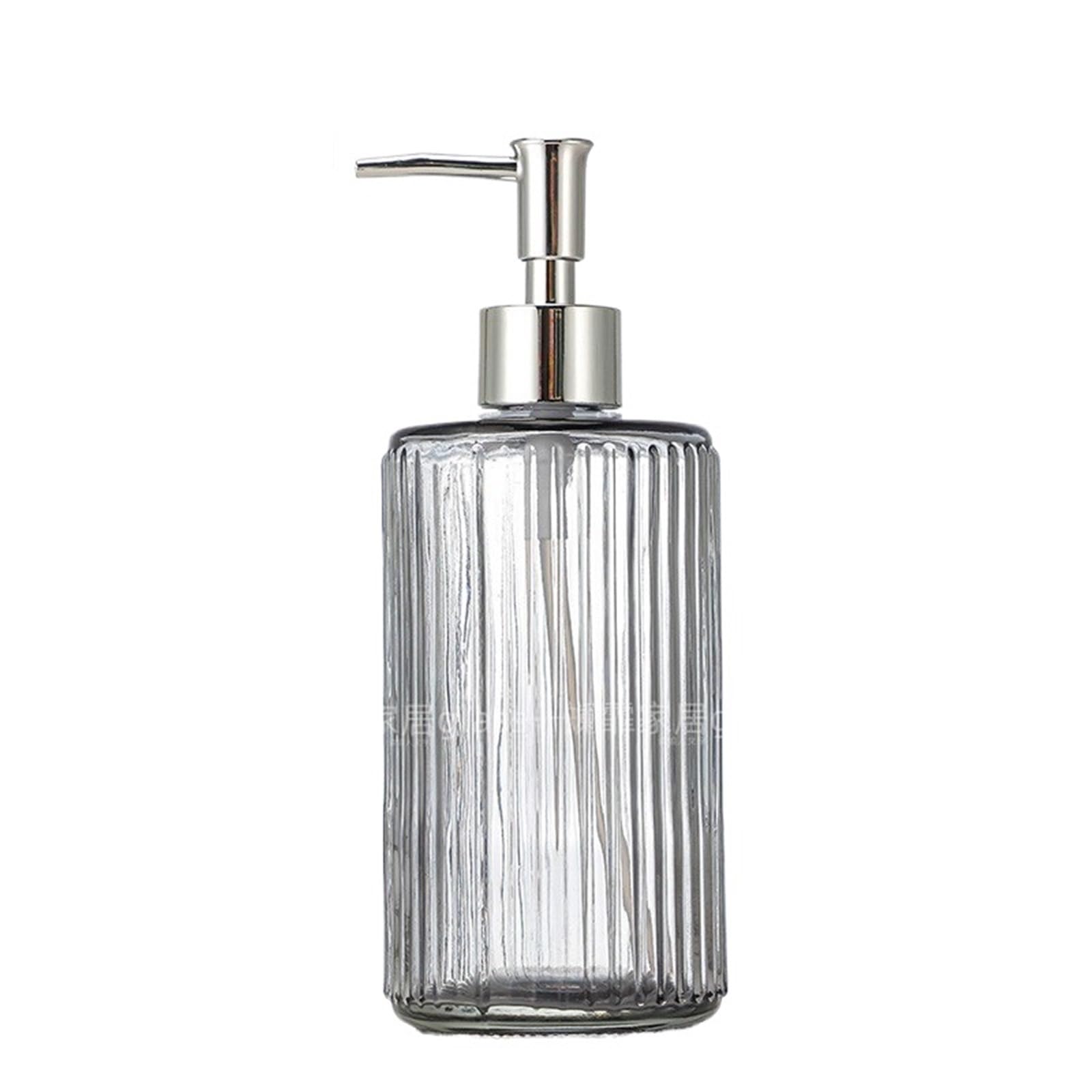 Soap Dispenser 500ml Large Capacity Glass Soap Dispenser Bathroom Shower Gel Lotion Press Pump Bottle(Gris)