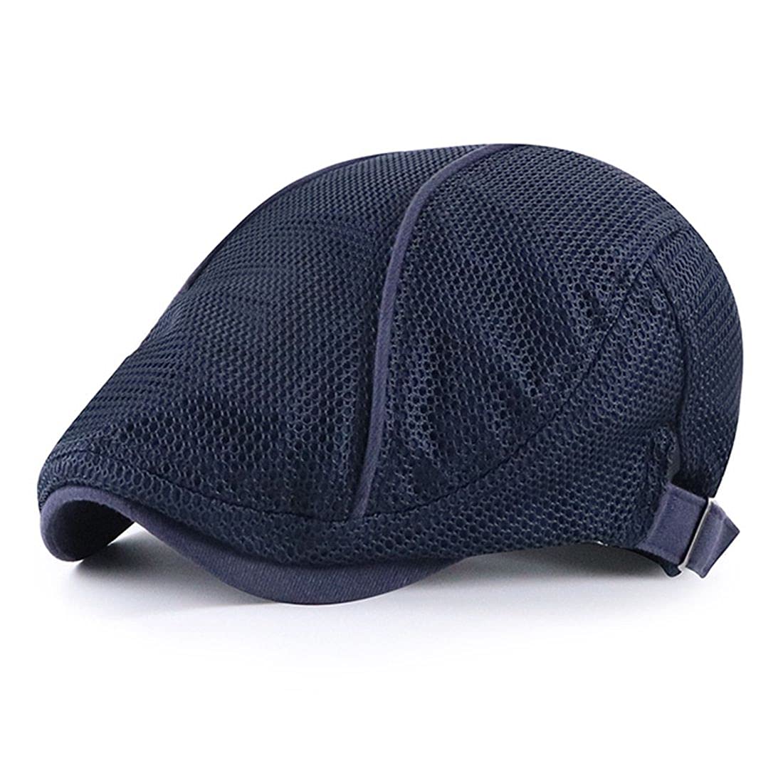 JNKET Unisex Breathable Mesh Summer Hat Flat Cap Adjustable Newsboy Hats Casual Duckbill Cap Driving Cap (01-Dark Blue)