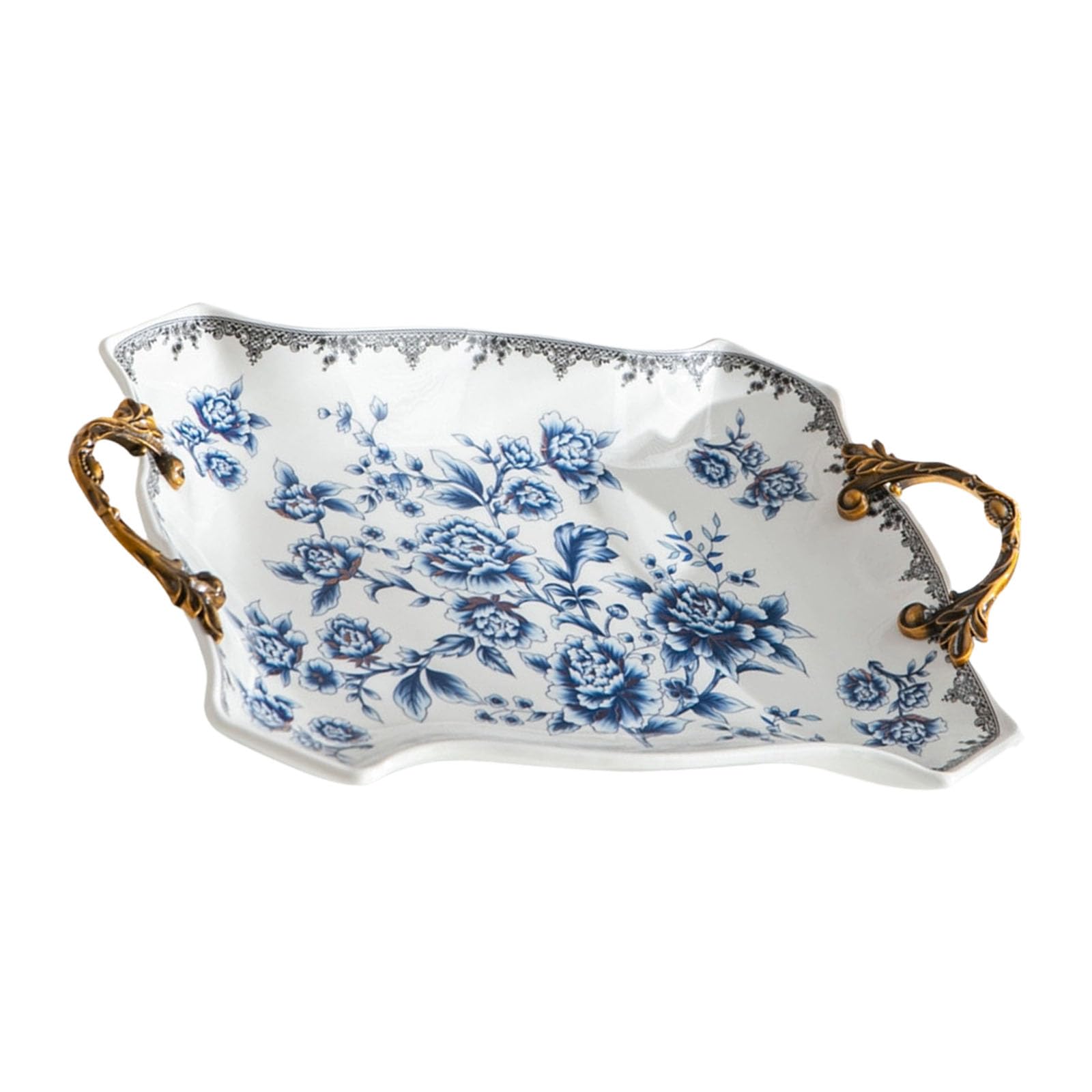 PANGBOER Premium Handcrafted Ceramic Fruit Dishes with Nonslip Design Retro Themed Snacks Tray Suitable for Parties Elegant Party Tray