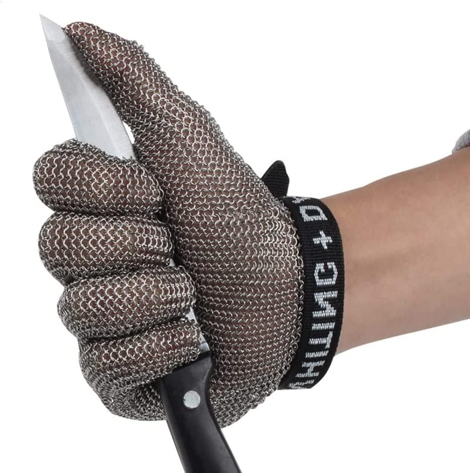 CukUJH Cut resistant gloves Stainless steel cut resistant gloves, safety work gloves, food grade safety metal gloves(Small)