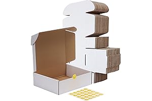 RLAVBL 10x8x3 White Corrugated Cardboard Cajas Para Envios Por Correo (Set of 25)
