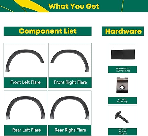 Miniatura 9 de YHTAUTO Guardabarros estilo remachado de bolsillo con kit de accesorios de repuesto para Dodge Ram 1500 2009-2018 Ram 1500 Classic 2019-2022 negro