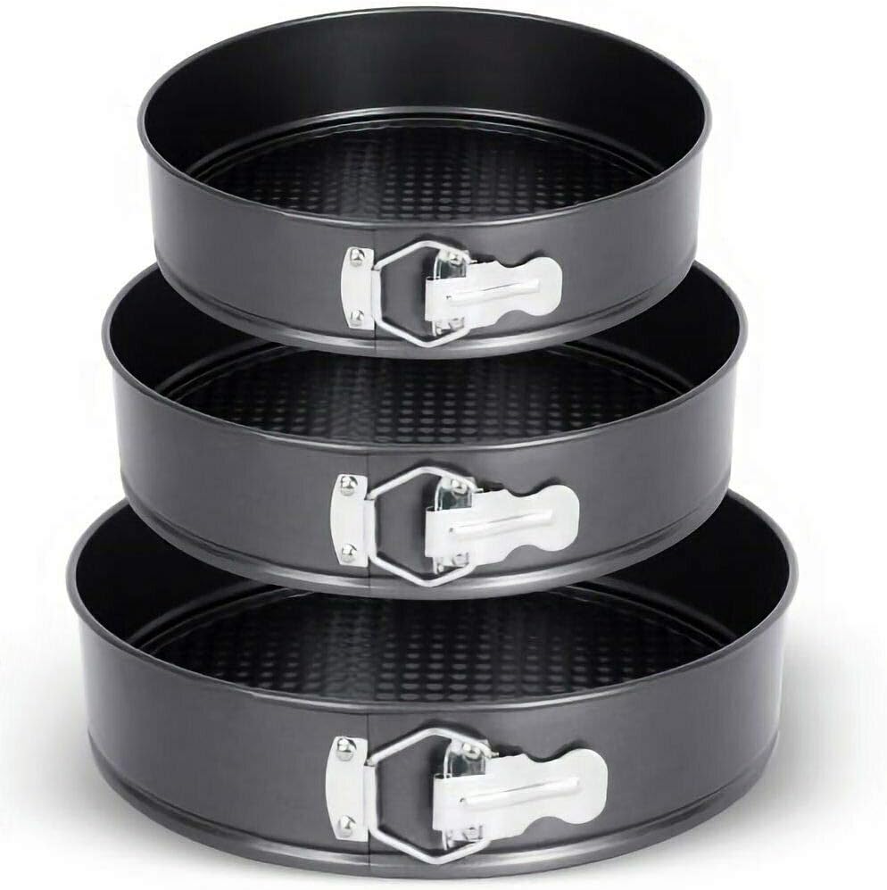 plastific Pack of 3 NonStick Springform Round Cake Tins for Baking Cake Tin,Round