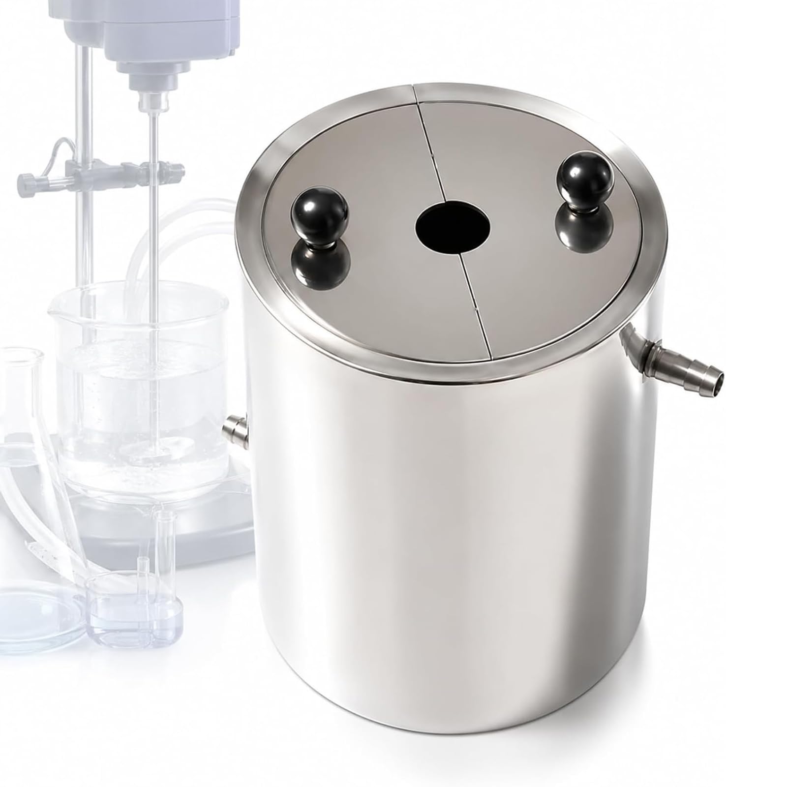 Tambor Mezclador Dispersor De Laboratorio, Barril Dispersor De Laboratorio con Camisa De Agua De Doble Capa, Tapas Semiabiertas Extraíbles Y Orificio Central para Agitador para 3L