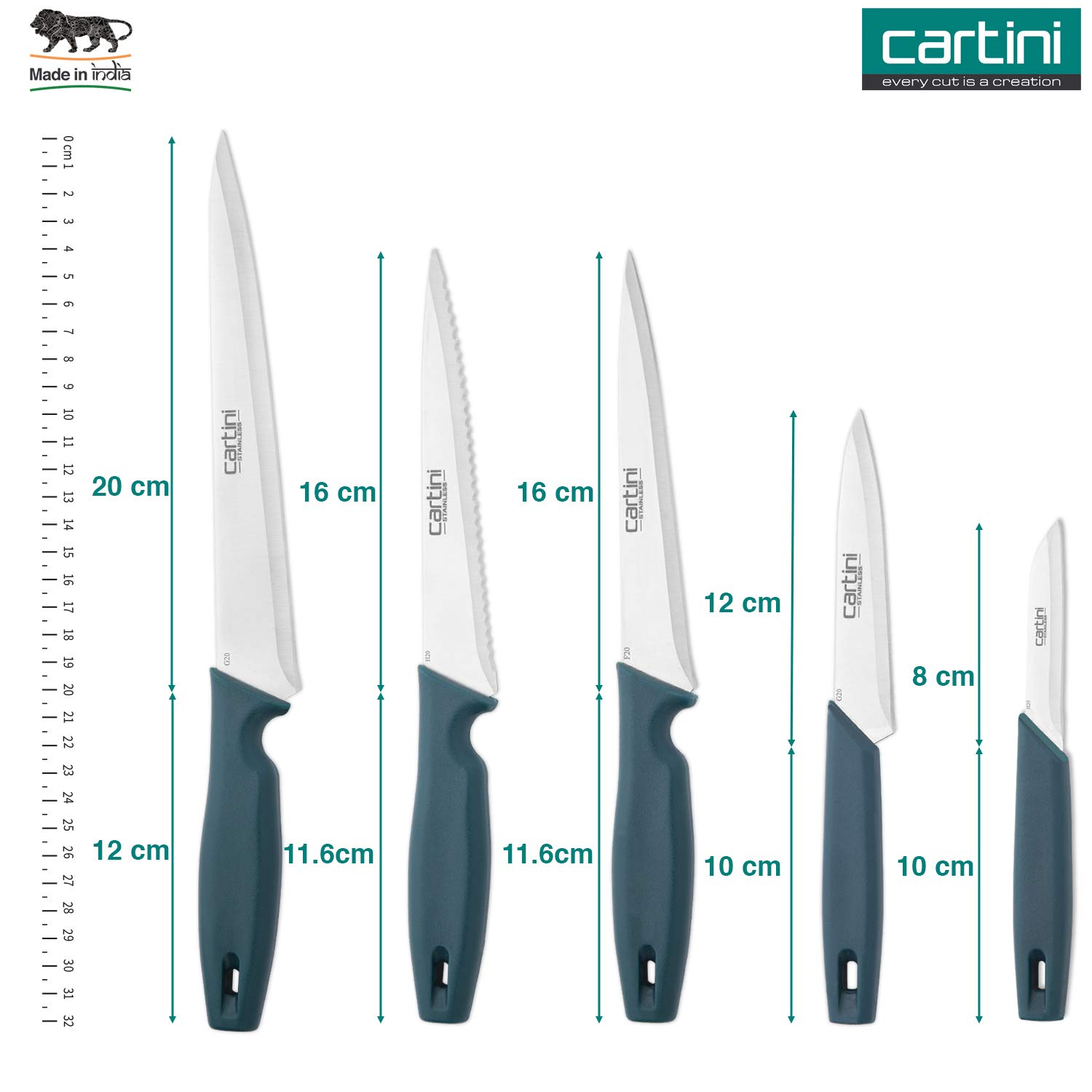 Godrej Cartini Kitchen Knives for Slicing, Cutting, Dicing & Chopping