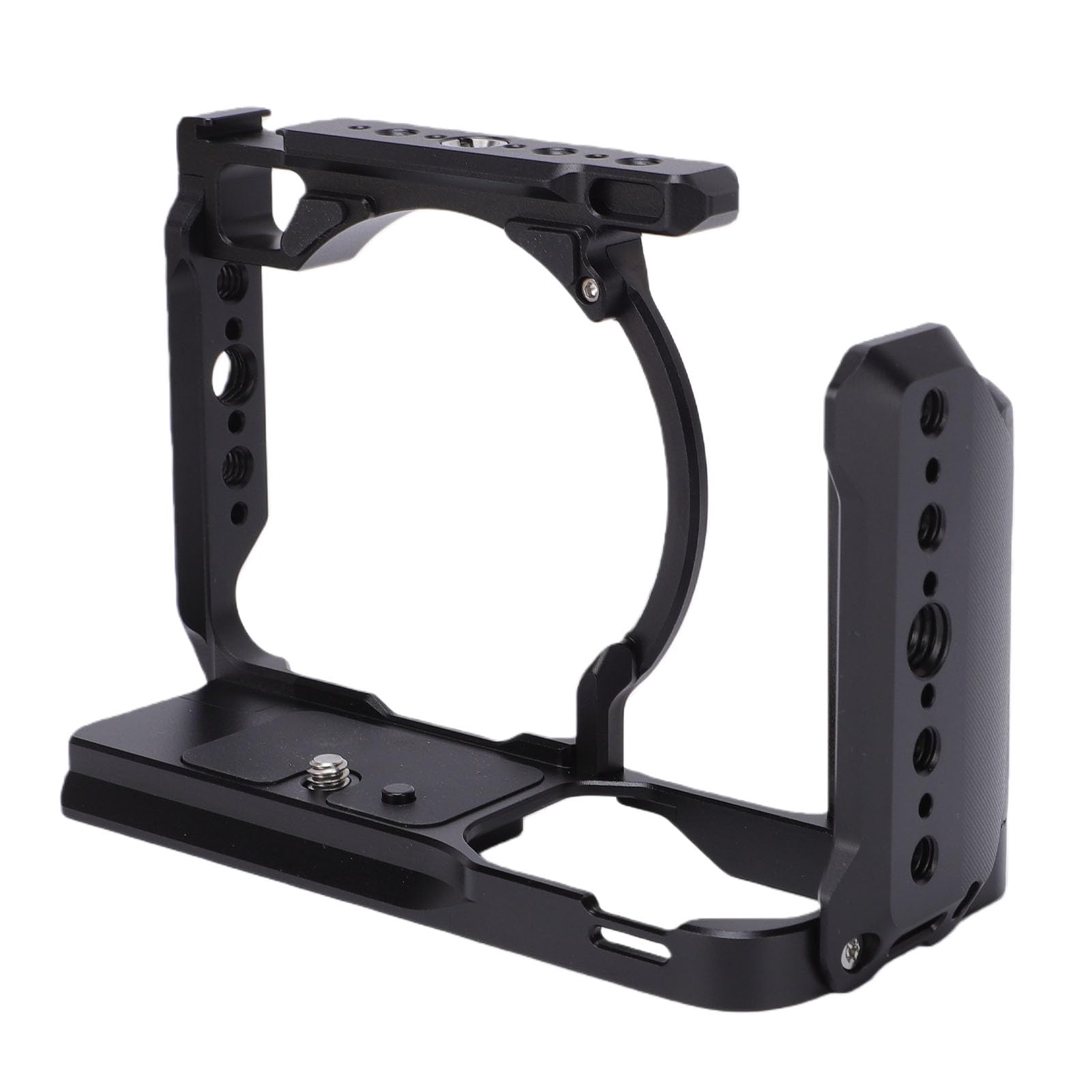Zunate Klatka Aparatu ze Stopu Aluminium do Zestawu Wideo ZR z Drewnianym Uchwytem do Mocowania Zimnego Buta dla Profesjonalnych Fotografów (BLACK)