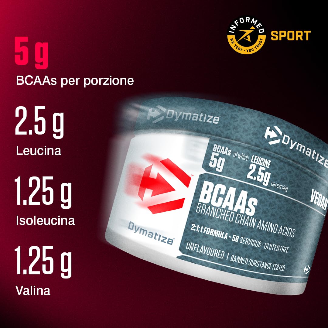 Dymatize BCAA Pulver 300g - Aminoacidi essenziali: leucina, isoleucina, valina