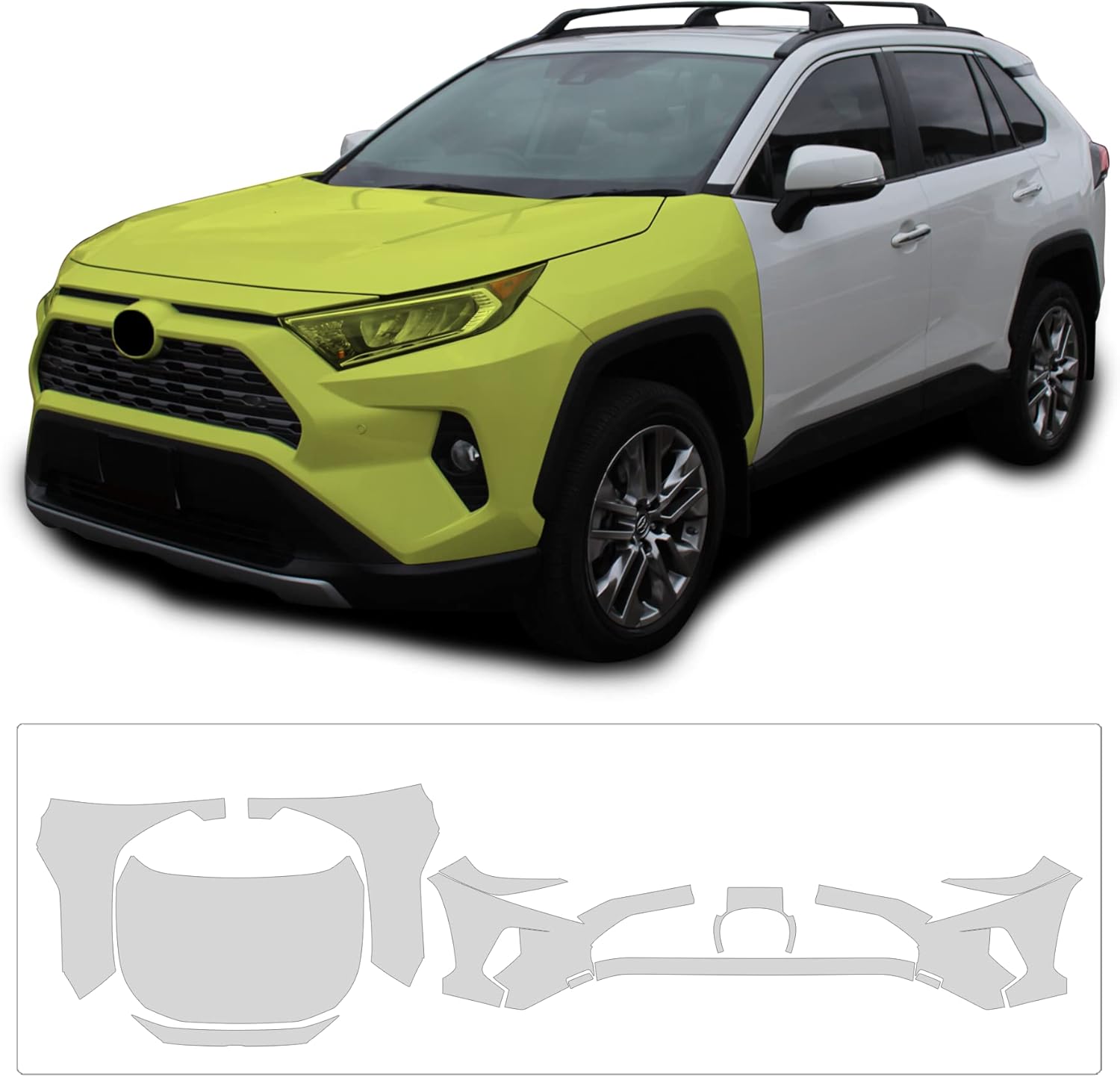 BOGAR TECH DESIGNS - Pre Cut Front and Rear Passenger and Driver Doors Paint Protection Film Clear Bra PPF Decal Film Kit Compatible with Toyota Rav4 2019-2022