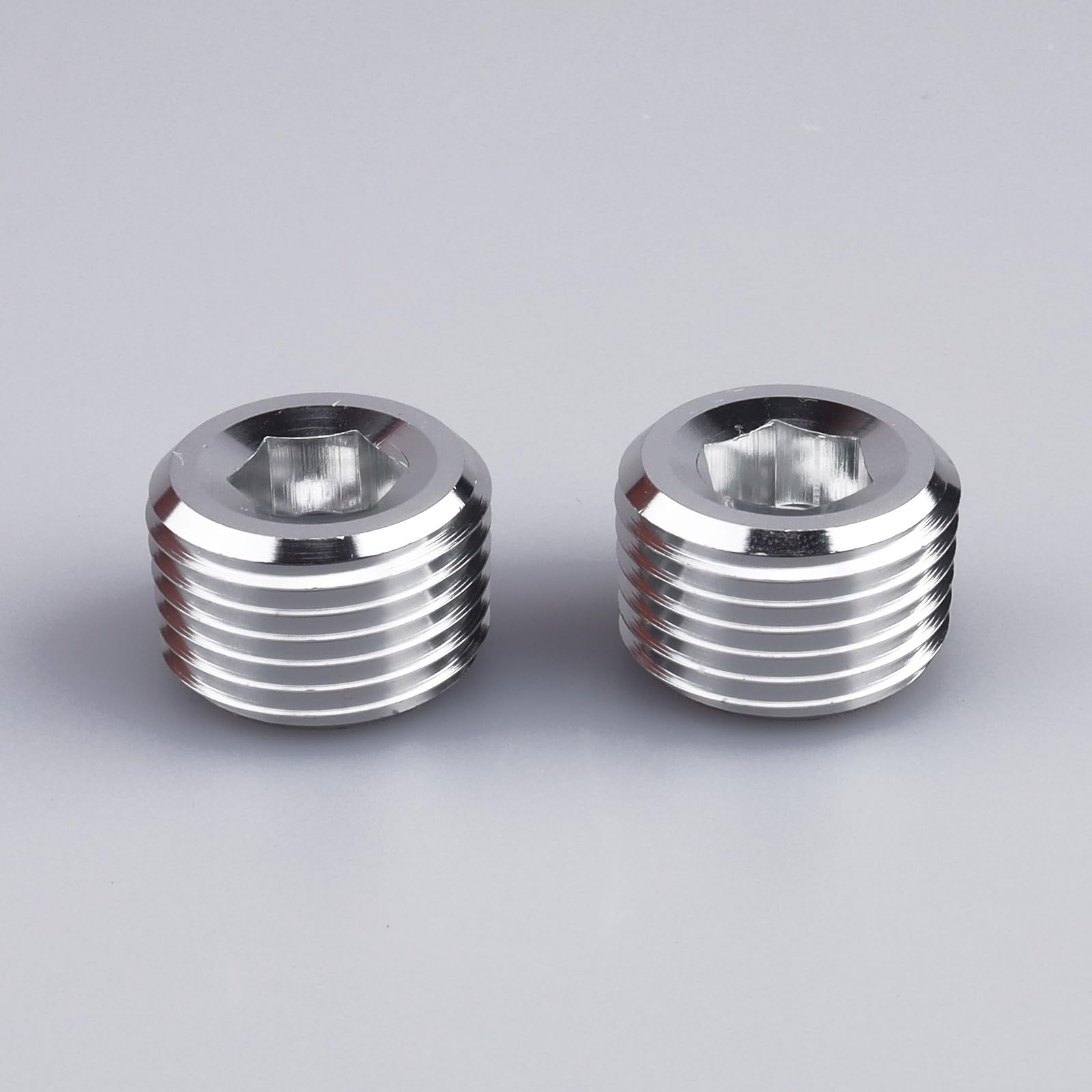 AC Performance 1/2" NPT Male Pipe Plug Allen Head Socket Fitting, Silver Aluminum, Pack of 2, 1/2 NPT - Image 2