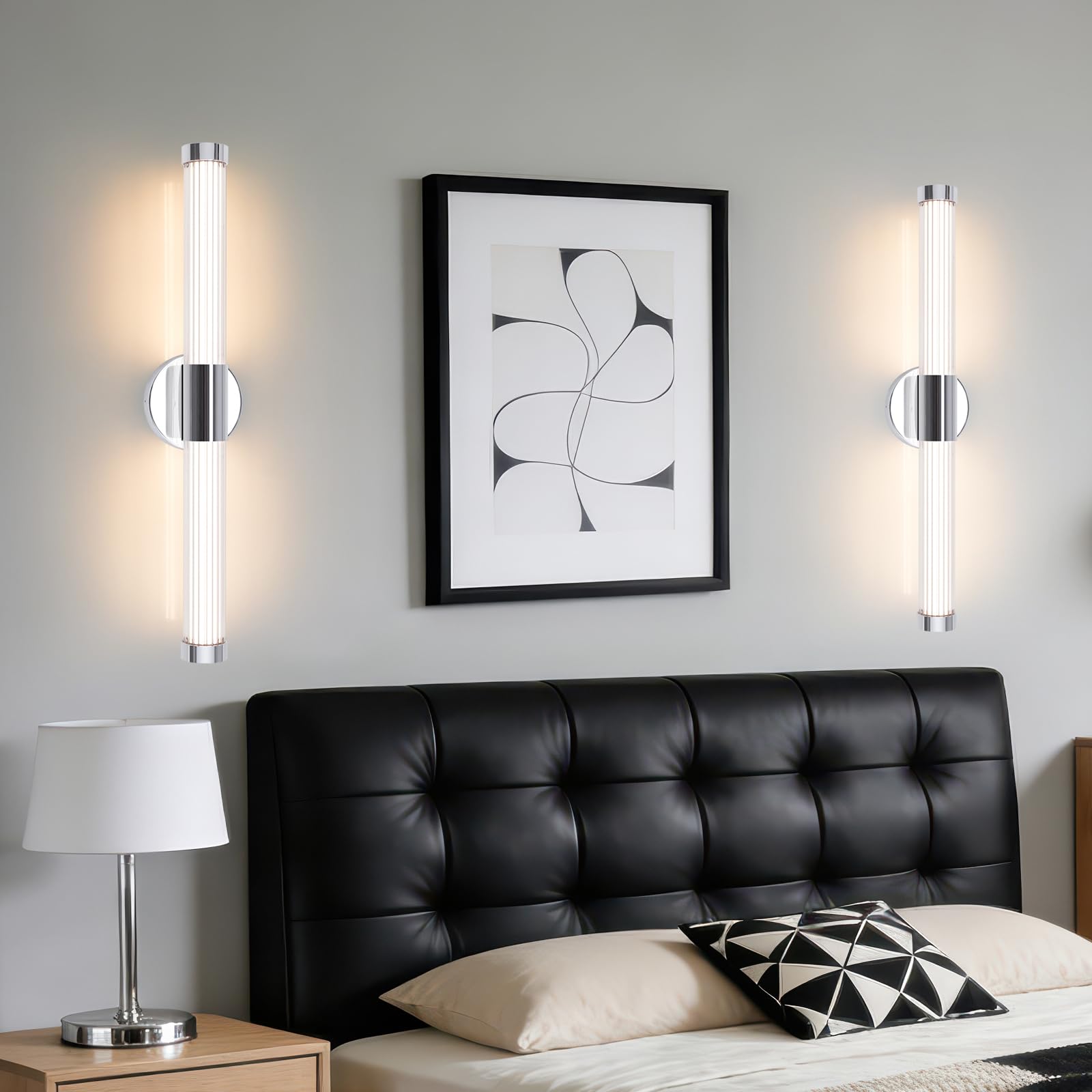 Lampada a LED da Parete per Interni Applique da 12W per Bagno 60.5cm Applique parete Temperatura di colore regolabile Luce parete Cromo Lampada da Quadro per Soggiorno Camera da Letto Cucina