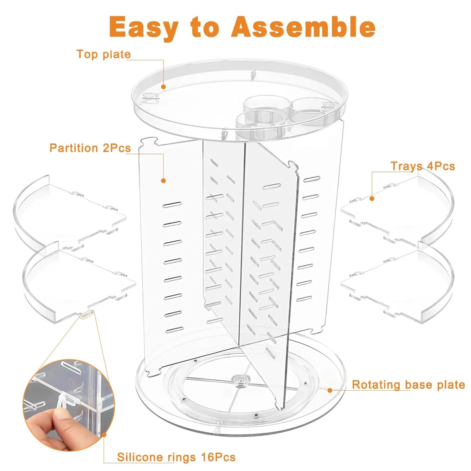 HUIBOHOU Drehbarer Make-up-Organizer – 7 Ebenen, Transparent, 360° Drehbar, Große Kapazität