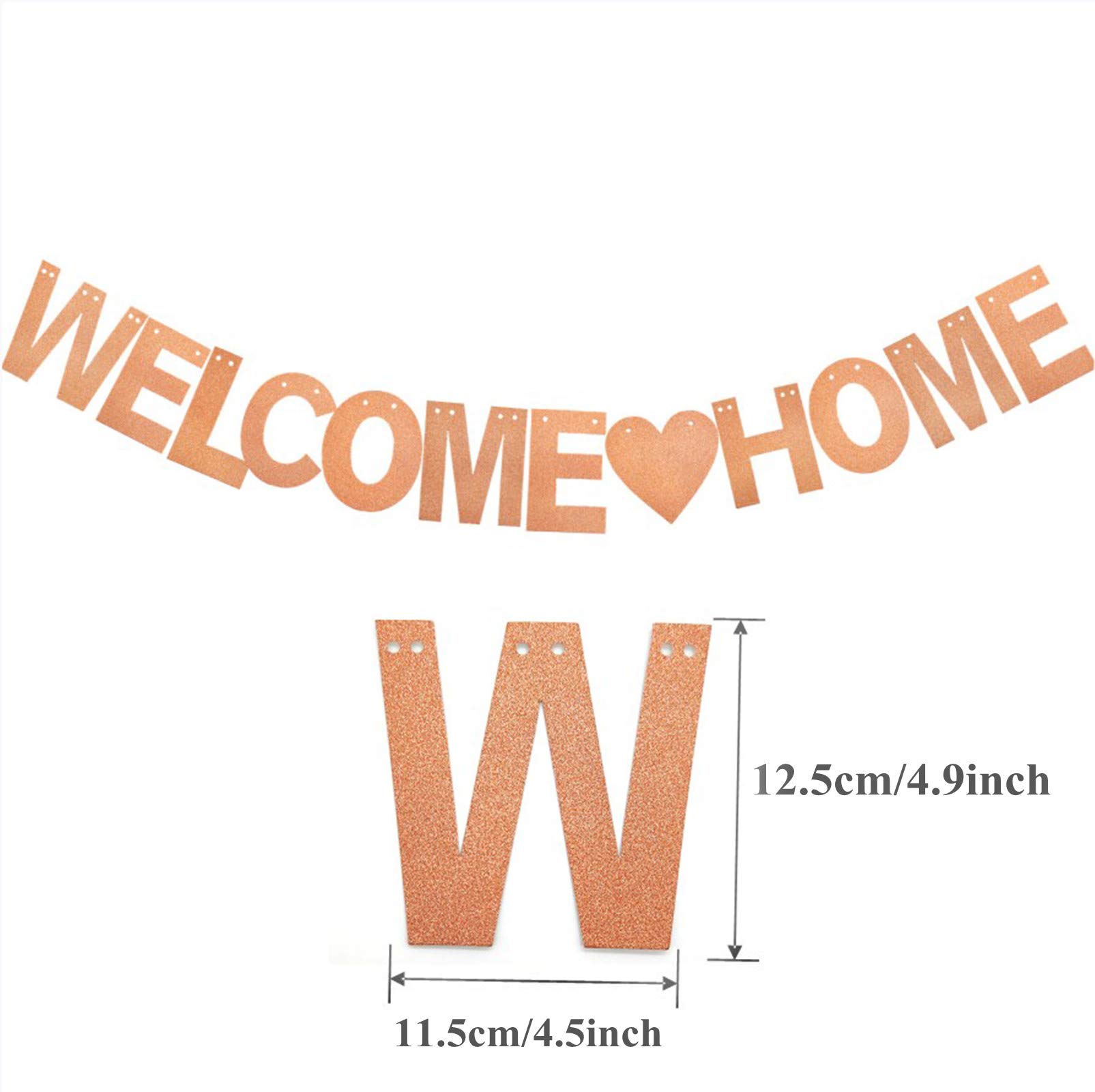 Striscione Welcome Home Glitterato Oro Rosa - 3 Metri - Festone Con Lettere Per Bentornato A Casa E Feste A Tema - 5