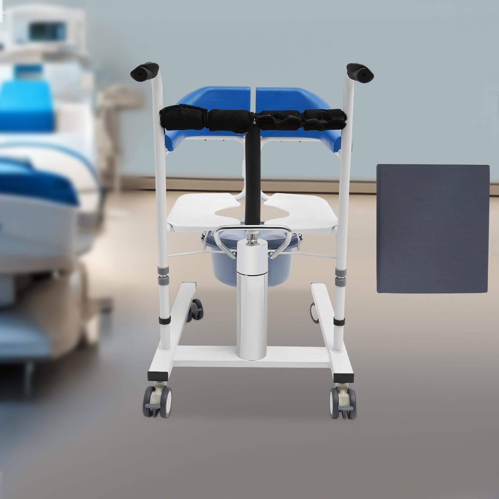 MINRS Sollevatore idraulico per pazienti con ruote fino a 90 kg, sedile separato a 180°, per malati, anziani, disabili, donne incinte, blu