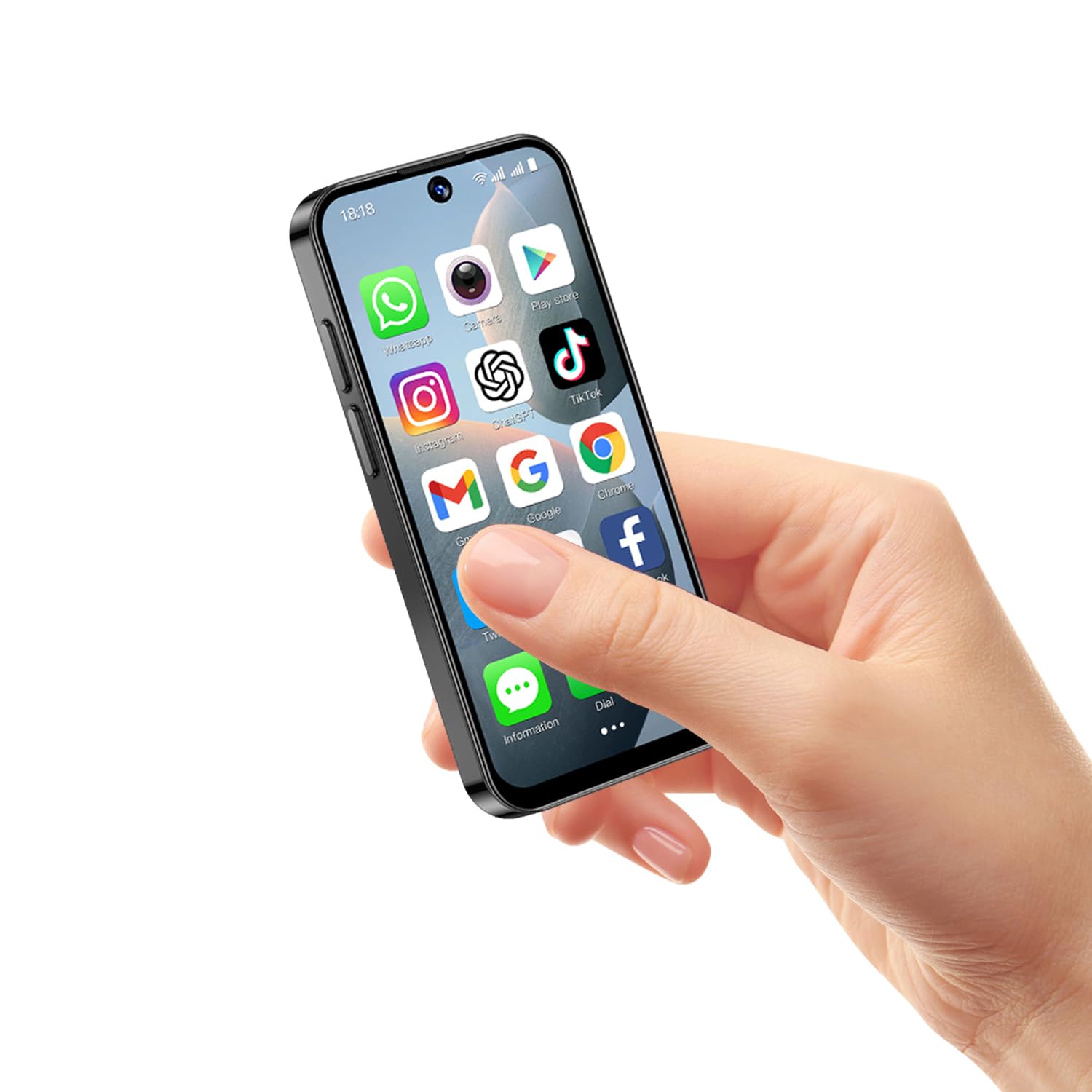 3G Mini Phone Unlocked, Dual - SIM, Face Unlock, 3.88 - inch HD Screen, Cute and Portable Backup Phone, Small Smartphone for Children and Students (16GB, Black).