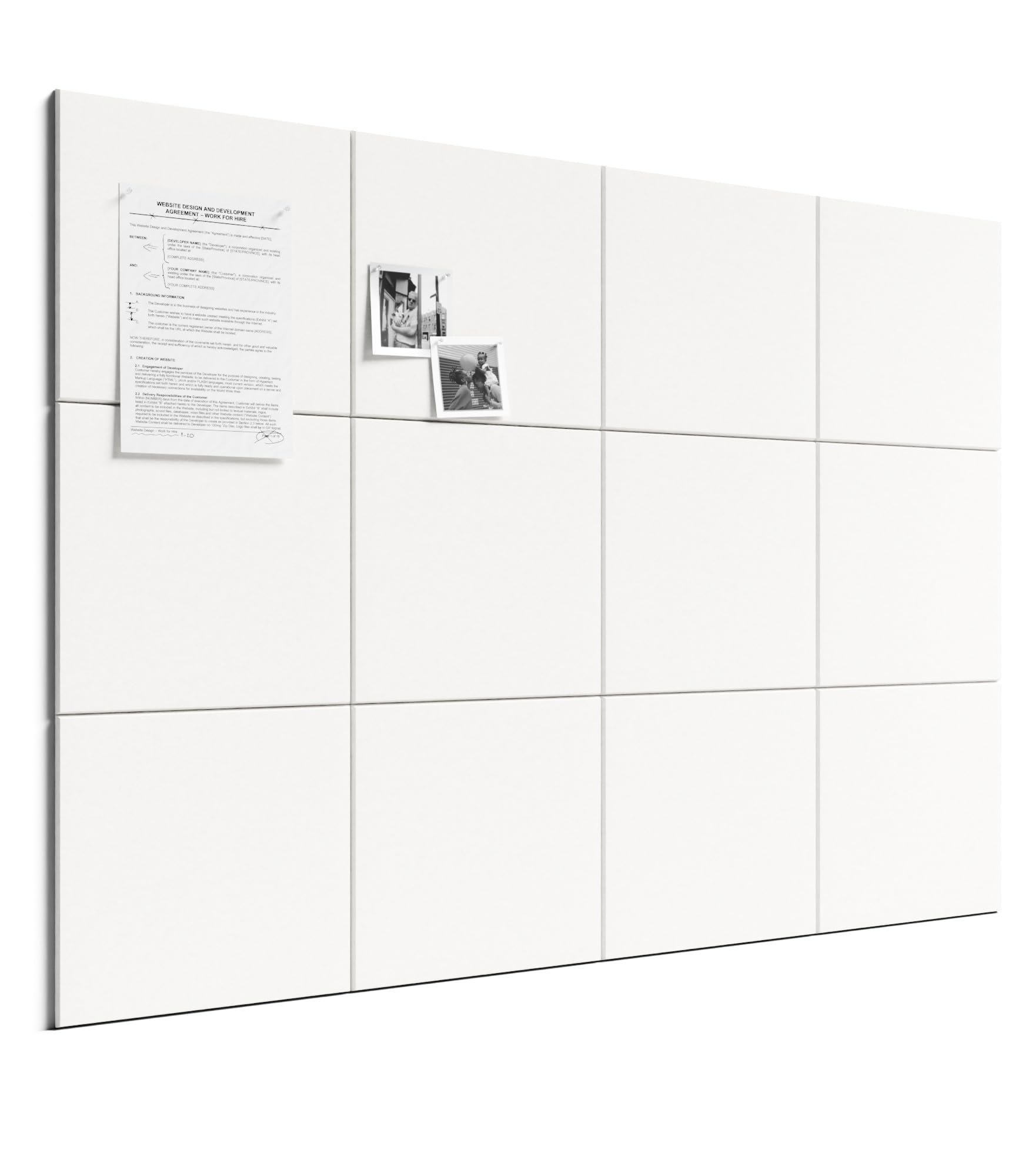 Bumusty Large Felt Notice Board 48" x 36" Cork Board Alternative-12 Pack with 70 Safe Removable Adhesive Tabs, Cork Boards for Walls for Home Office Classroom Pin Board-Milky White — image 1