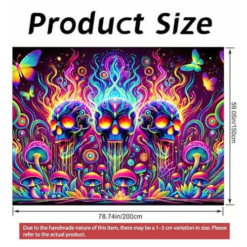 Image of Nuxovilar Skull Mushroom Wall Tapestry Polyester 78.74x59.05 In
