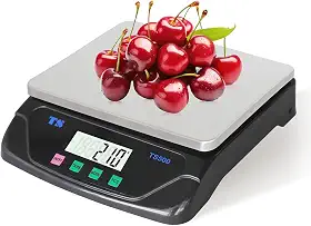 LAIJIANG Grande balança digital de cozinha de 30 kg/66 lb, balança comercial de alimentos com precisão de 1 g, aço inoxidável 304, visor LCD, plug-in e alimentado por bateria para cozinhar, assar