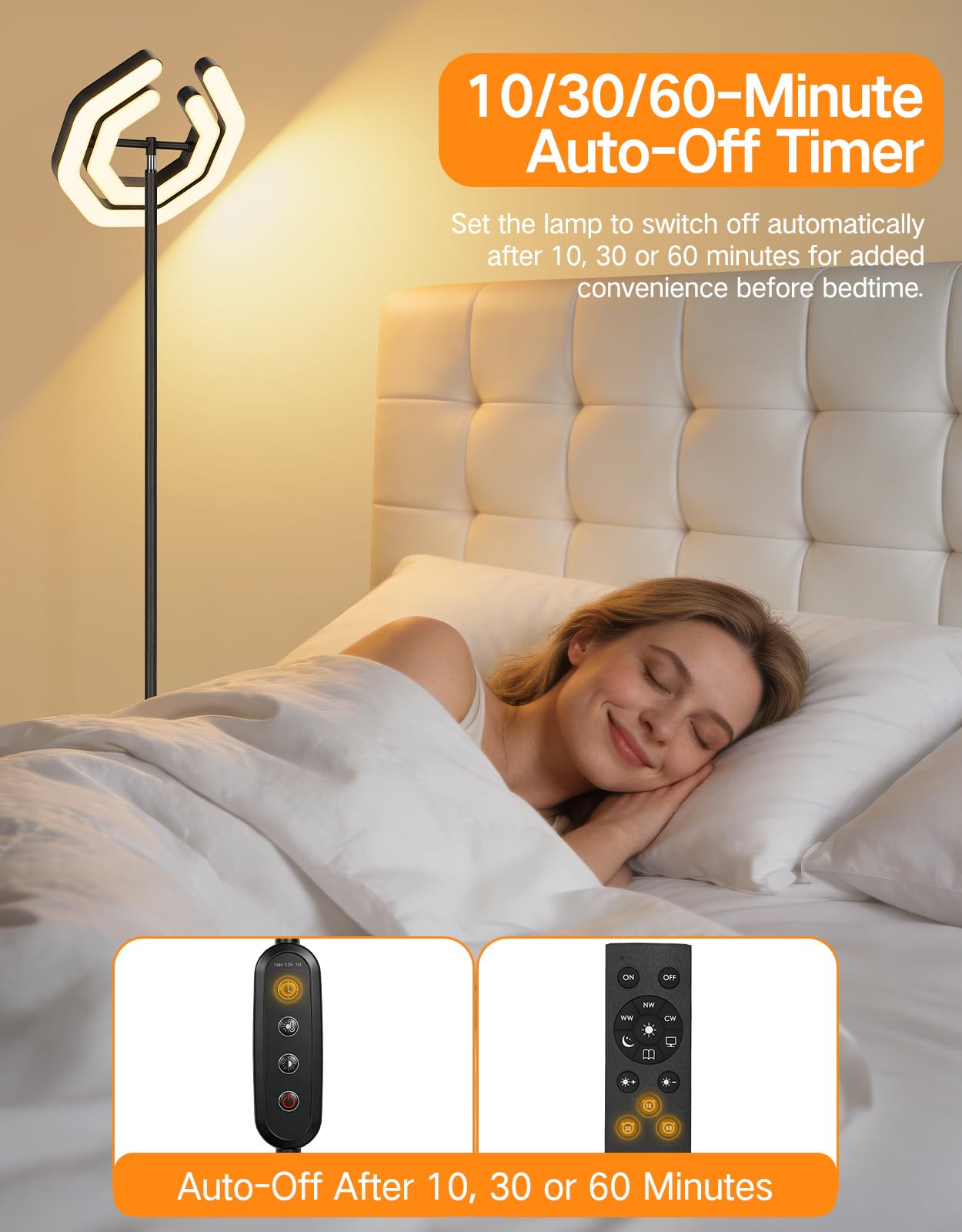 OUTON Lampa stojąca LED, lampa sufitowa, możliwość ściemniania | pilot zdalnego sterowania, 4 temperatury barwowe, nowoczesna lampa stojąca do salonu, sypialni, biura