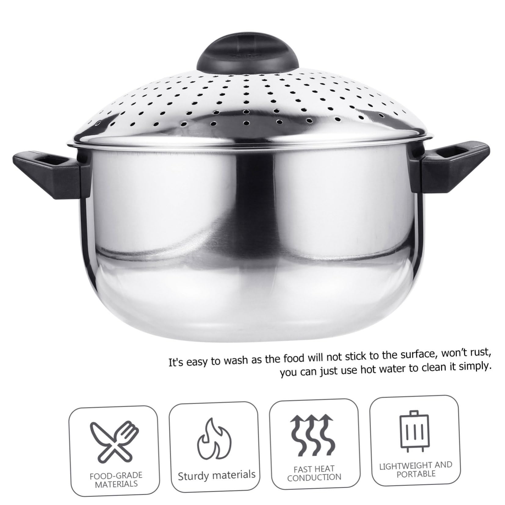 GLEAVI Multifunctional Noodles Cooking Pot Stainless Steel Gas Stove Strainer Safe Easy to Hold