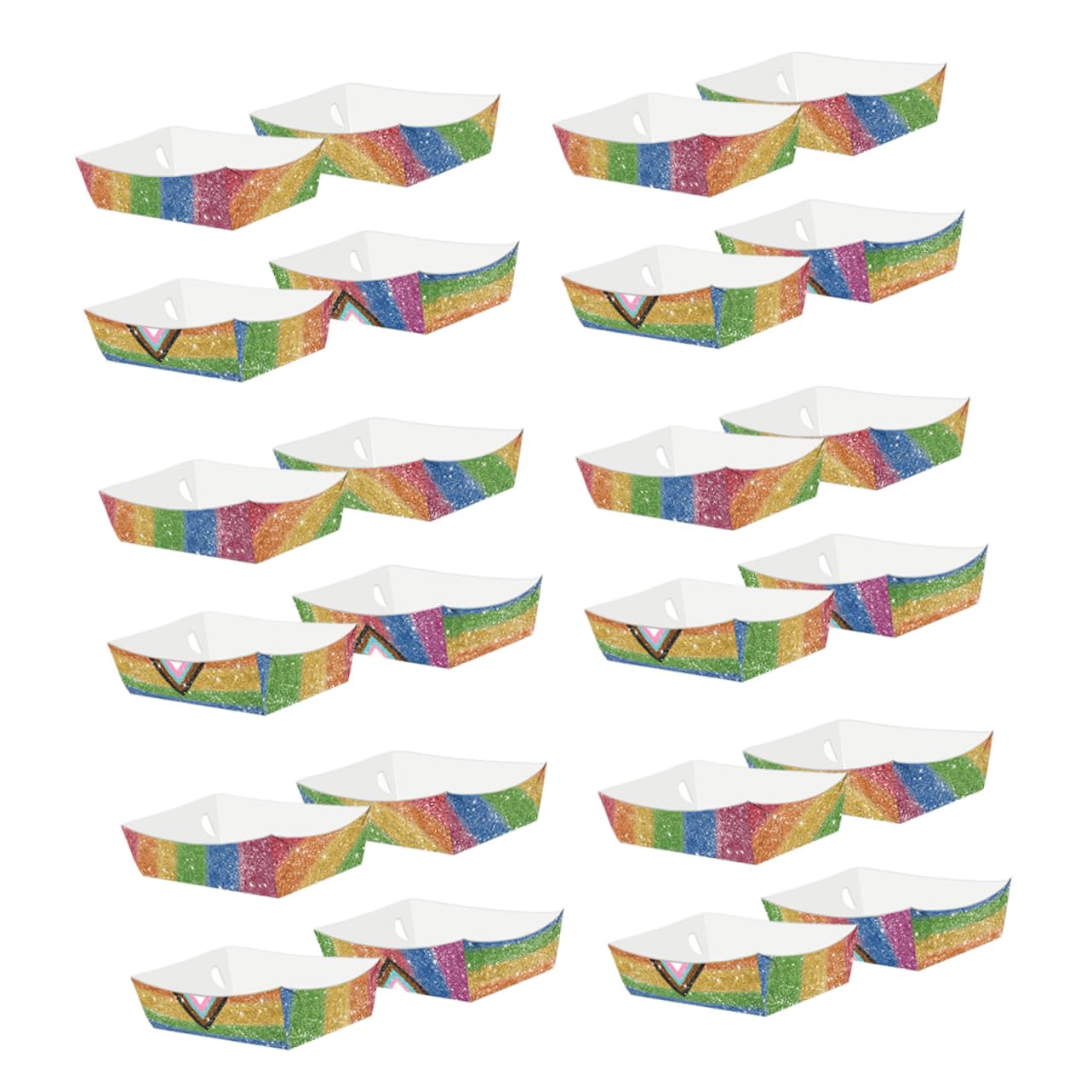GRIRIW 24pcs Paper Boat Containers: Rainbow Food Boats Snack Trays Greaseproof Serving Plate For Pride Party Lgbt Events Birthday Picnic Candy Popcorn Hot Dogs
