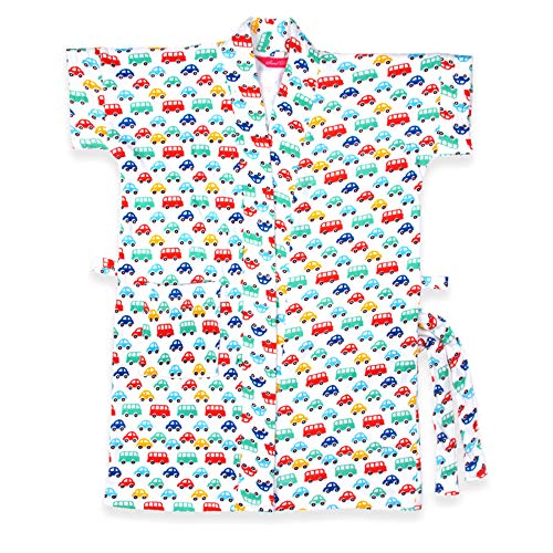 SAND DUNE Bathrobe for Kids -100% Cotton Bathrobe Gown | Half Sleeves | Knee Length | Pocket with Waist Belt | White Color | Bathrobe for 1 - 2 Years Unisex Kids Bathrobe