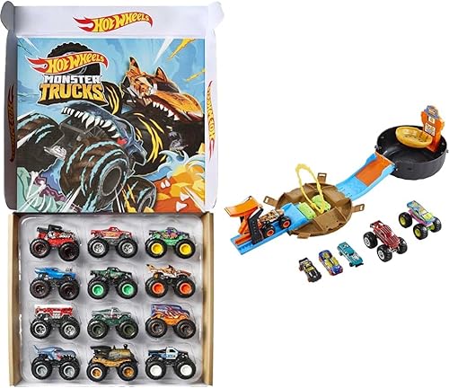 Miniatura 1 de Hot Wheels Monster Trucks - Juego de 12 (escala 1:64) + juego de neumáticos Hot Wheels Monster Trucks Stunt (exclusivos de Amazon)