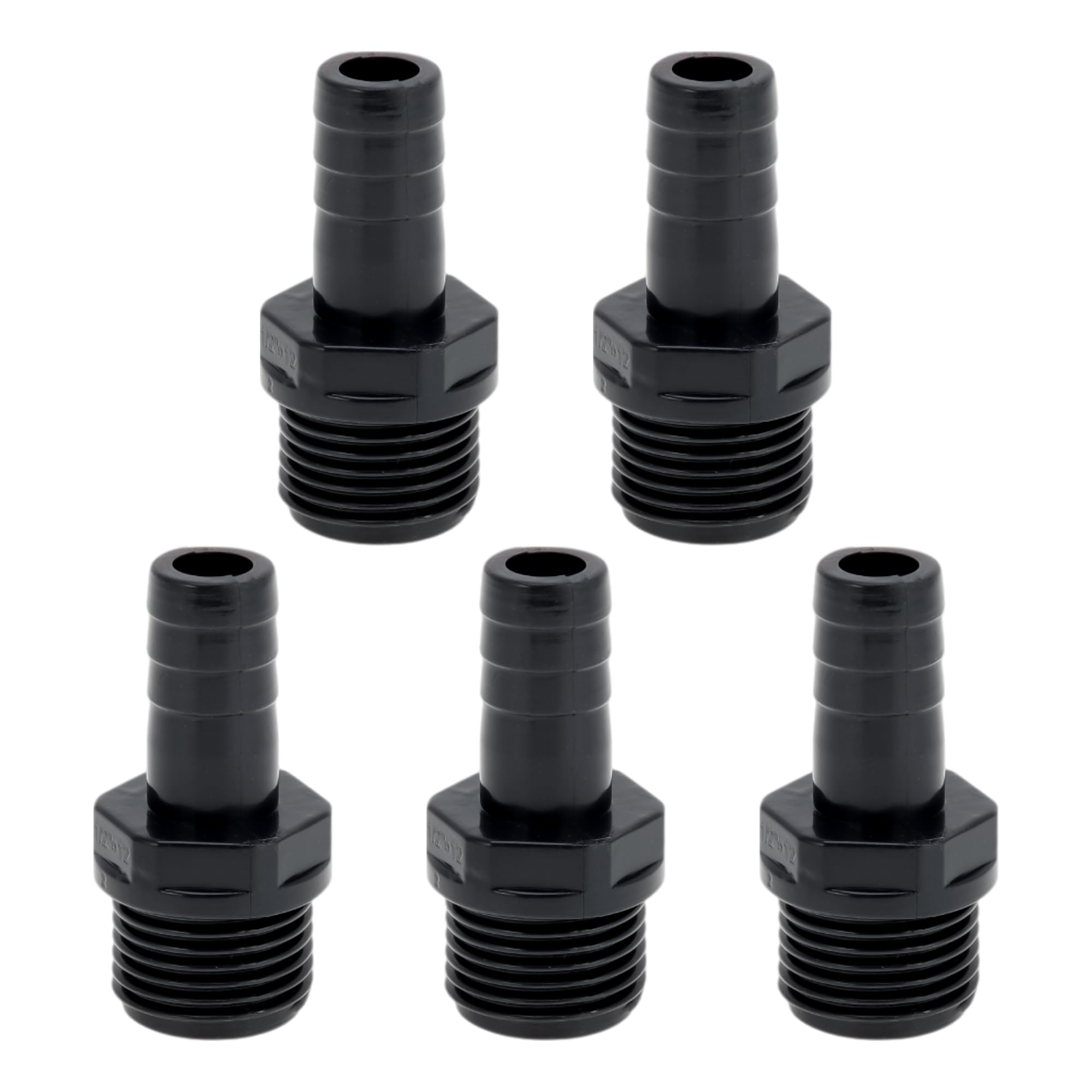 Hihaha Plastic Hose Barb Fitting 15/32" 1" BSPT Male Thread Straight Pipe Connector 5 Pcs
