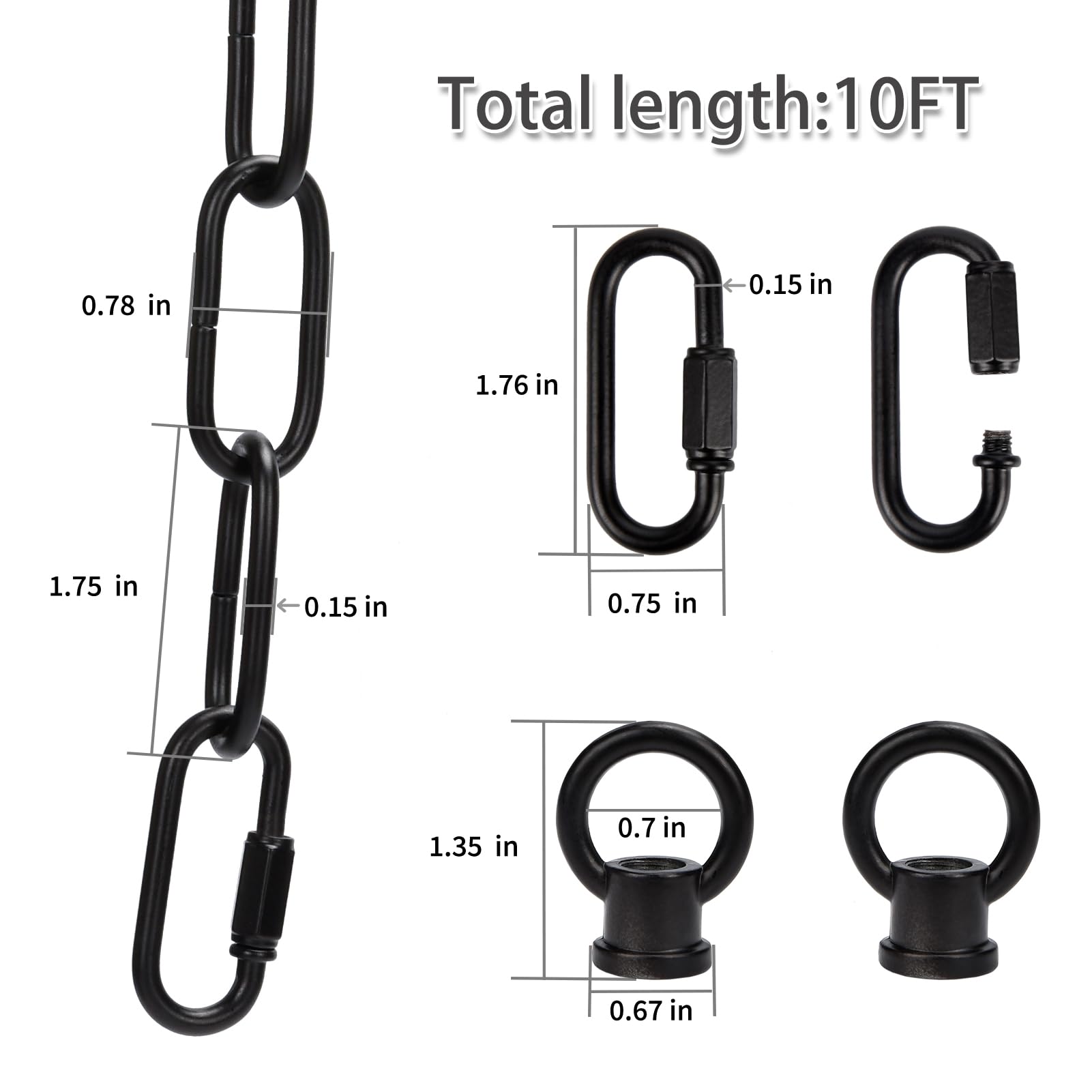 Chandelier Chain 6/10/15 Feet SANGLE SOPFFY Light Fixture Chain for Chandelier or Swag Light Fixtures,Lighting Chain Extension with Link Locks, Plant Hanging Chain(Black, 10 Feet) — Amazon image 2
