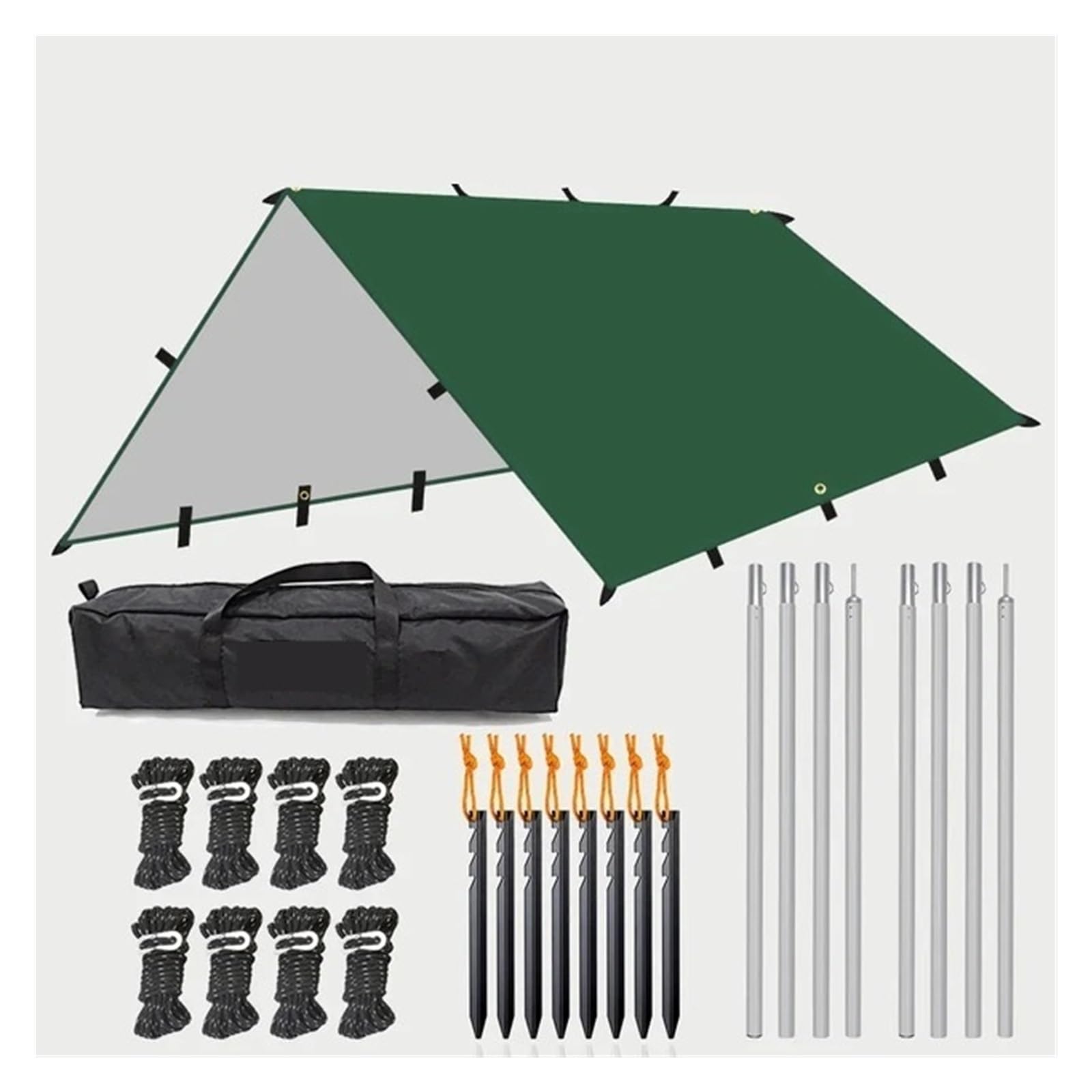 Tent tarp 19 Hang Point Tarp Waterpoof Survival Bushcraft Sun Shelter Beach Shade Tent Outdoor Canopy Backpacking Tourist 4x4 3x3meters(Green stlye 3,3x4m)